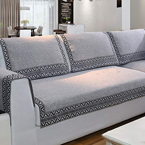 Z-one Sofa Abdeckung Retro Dekoration Sofa Überwurf Baumwolle Anti-rutsch Schmutzabweisend Kissen beschützer Für L förmige- Couch Schnitt-grau 70x180cm(28x71inch) von Z-one