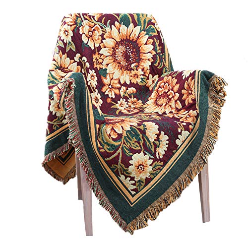 Z-one Weich Reversibel Baumwolle Decke zu werfen, Blume Dicke Knitted Staubdicht Sofa Abdeckung Couch-schutzhülle Sofa Throw-A 230x250cm(91x98inch) von Z-one