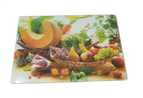 Obst und Gemüse (25 cm x 35 cm) Glasschneidebrett Obstschale Küchenbrett Universal Obst- und Gemüsebrett von Z&H