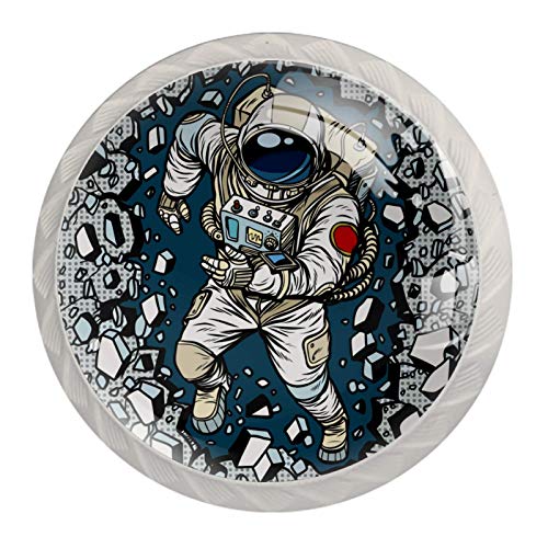 4 Stück Schrankknöpfe Cartoon Astronaut Kunststoff Weiß Kristallglas Schubladenknöpfe Garderobe Ziehgriffe Möbelgriff 3.5x2.8cm von Z&Q