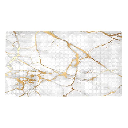 Z&Q Badewanne Duschmatte Marmor goldene Textur rutschfeste Badewannenmatte Badezimmer-Badematte mit starken Saugnäpfen Abflusslöchern, Saugnäpfen, leicht zu reinigen 40x71 cm von Z&Q