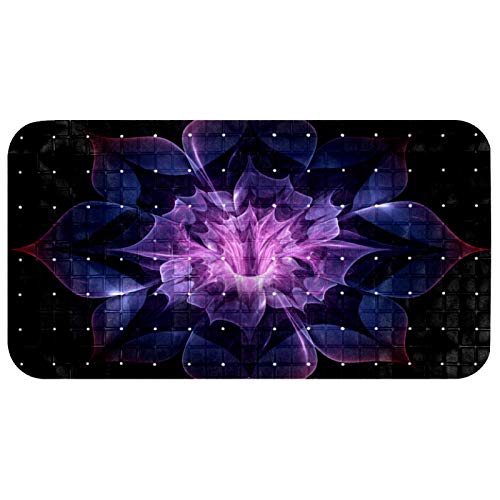 Z&Q Badewanne Duschmatte Transparente lila Blumen rutschfeste Badewannenmatte Badezimmer-Badematte mit starken Saugnäpfen Abflusslöchern, Saugnäpfen, leicht zu reinigen 37.5x68.5 cm von Z&Q