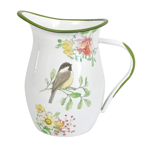 Z&Z ornamentorum Vintage Metall Blumenvase Milchkännchen Vase Emaillekanne Kleine Vasen Small Rustic Vases Flower Pitcher Vintage Metal Flower von Z&Z ornamentorum
