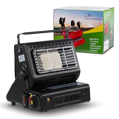 Z.M.C 2-in-1 Tragbare Gasheizung und Gaskocher mit LPG Anschluss, Camping Heizung 1,3 kW, Gasheizer für Outdoor, Camping, mobile Heizstrahler mit Piezozündung, Wärme & Kochen für unterwegs von Z.M.C