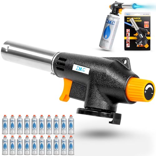 Z.M.C Gasbrenner + 20x Gaskartuschen 227g, Schweißbrenner Flambierbrenner bis zu 1300°C, Bunsenbrenner Lötlampe 1,3kW, Lötbrenner, Küchenbrenner Abflammgerät mit einstellbarer Flamme Z.M.C Gasbrenner + 20x Gaskartuschen 227g, Schweißbrenner Flambierbrenner bis zu 1300°C, Bunsenbrenner Lötlampe 1,3kW, Lötbrenner, Küchenbrenner Abflammgerät mit einstellbarer Flamme von Z.M.C