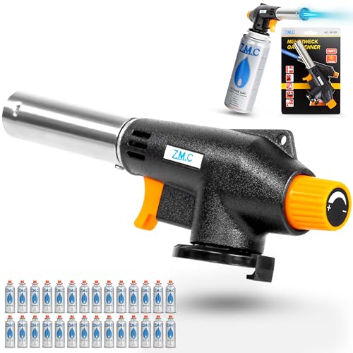 Z.M.C Gasbrenner + 28x Gaskartuschen 227g, Schweißbrenner Flambierbrenner bis zu 1300°C, Bunsenbrenner Lötlampe 1,3kW, Lötbrenner, Küchenbrenner Abflammgerät mit einstellbarer Flamme Z.M.C Gasbrenner + 28x Gaskartuschen 227g, Schweißbrenner Flambierbrenner bis zu 1300°C, Bunsenbrenner Lötlampe 1,3kW, Lötbrenner, Küchenbrenner Abflammgerät mit einstellbarer Flamme von Z.M.C