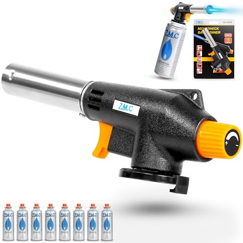 Z.M.C Gasbrenner + 8x Gaskartuschen 227g, Schweißbrenner Flambierbrenner bis zu 1300°C, Bunsenbrenner Lötlampe 1,3kW, Lötbrenner, Küchenbrenner Abflammgerät mit einstellbarer Flamme Z.M.C Gasbrenner + 8x Gaskartuschen 227g, Schweißbrenner Flambierbrenner bis zu 1300°C, Bunsenbrenner Lötlampe 1,3kW, Lötbrenner, Küchenbrenner Abflammgerät mit einstellbarer Flamme von Z.M.C