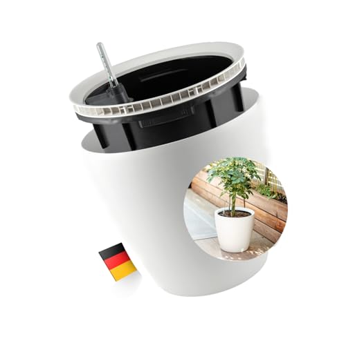 Z.O.D. Pflanzkübel XXL, Blumentopf groß für Außen und Innen, Kunststoff Selbstbewässerungstopf (Weiß, ⌀35x34H ohne Fixierungsstangen) von Z.O.D.