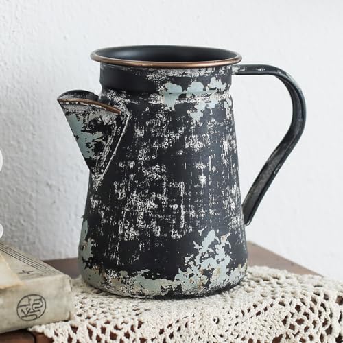 Z² BellaDecor Vasen Deko Blumenvase Vintage Deko Milchkännchen Vase Shabby Chic Deko Kleine Vasen Landhaus Metall Flower Pitcher Vase für Hochzeit Home Pitcher von Z² BellaDecor