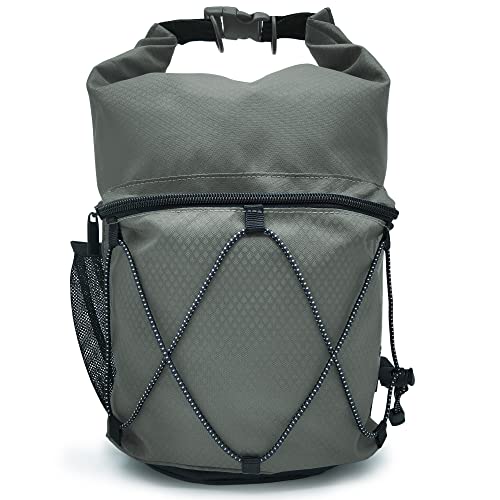 Wasserdichter Rolltop-Haustier-Hundefutter-Reise-Organizer Aufbewahrungstasche Müllsack-Spender für Reisen und Outdoor-Camping, kostenlos, 350 ml, tragbar, faltbar (Grau) von Z2PAK