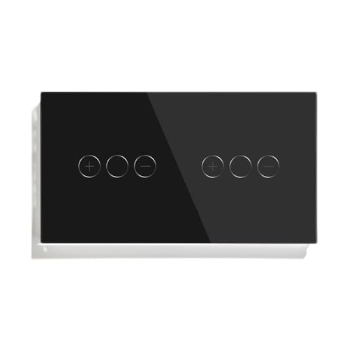 Touch Dimmer Switch 1Gang 1Way Led Dimmer 220V Wall Light Switch Crystal Glass Panel Blue Backlight Memory Function(Double Dimmer Black) von Z3LYA9