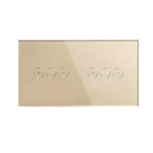 Touch Dimmer Switch 1Gang 1Way Led Dimmer 220V Wall Light Switch Crystal Glass Panel Blue Backlight Memory Function(Double Dimmer Gold) von Z3LYA9