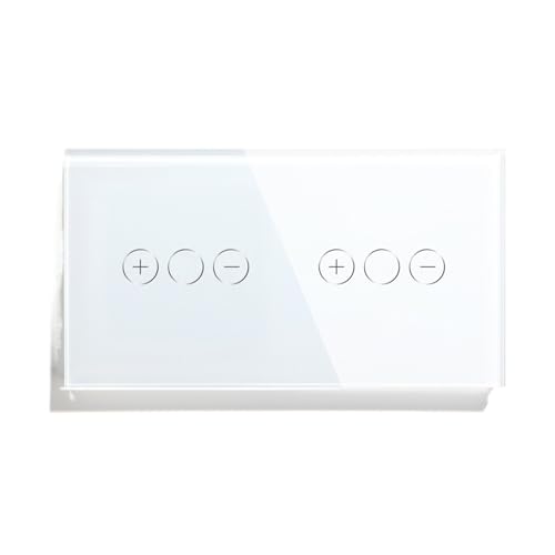 Touch Dimmer Switch 1Gang 1Way Led Dimmer 220V Wall Light Switch Crystal Glass Panel Blue Backlight Memory Function(Double Dimmer White) von Z3LYA9
