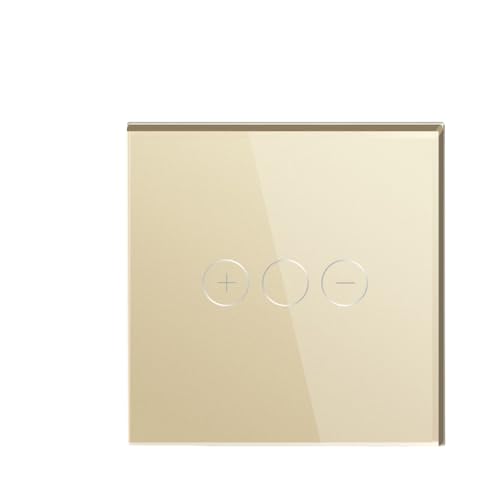 Touch Dimmer Switch 1Gang 1Way Led Dimmer 220V Wall Light Switch Crystal Glass Panel Blue Backlight Memory Function(Single Dimmer Gold) von Z3LYA9