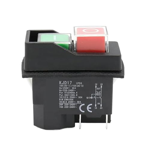 Z3LYA9 AC250V 16A Waterproof Electromagnetic Push Button Switch 4/5Pins KJD17 220-240V Starter Power Safety Switches(4 Pins) von Z3LYA9