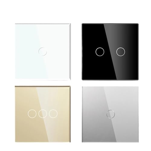 Z3LYA9 Touch Light Switch 1/2/3 Gang 1/2 Way Switch Power Sensor Switches Black White (Gold 3 Gang,2 Way) von Z3LYA9