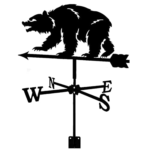 Windfahne Wetterfahne für den Außenbereich, Wetterfahne aus Schmiedeeisen, Metall-Wetterfahne, Edelstahl-Windfahne, Messwerkzeug, Erdspieß für Dächer, Windrichtungsanzeiger (D) von ZAANU