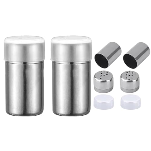 ZAAWUUT 2-Pack Mini Salz Pfeffer Shaker, 5ml Salz und Pfeffer Shaker mit Deckel, Edelstahl Gewürz Gläser Gewürz Spender für Salz Zucker Gewürz Pfeffer (Silber, Mini) von ZAAWUUT
