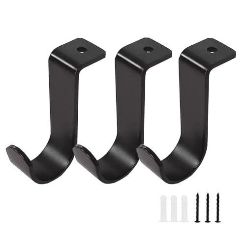 ZAAWUUT Deckenvorhang Rod Hängeklammern,3-Pack Deckenhalterung Robuster Vorhang Halter für 1inch Stange,Metall Vorhang Rod Haken für Home Patio Büro (schwarz) von ZAAWUUT