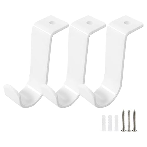 ZAAWUUT Deckenvorhang Rod Hängeklammern,3-Pack Deckenhalterung Robuster Vorhang Halter für 1inch Stange,Metall Vorhang Rod Haken für Home Patio Büro (weiß) von ZAAWUUT