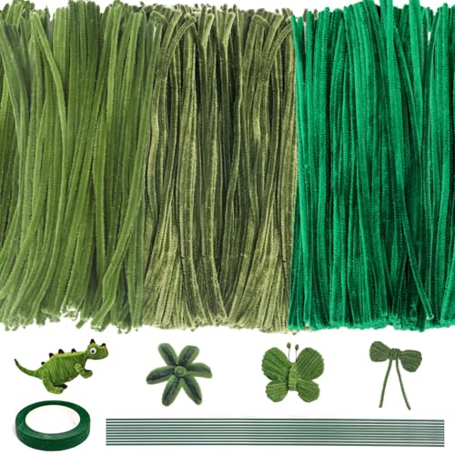 300 Stück Pfeifenputzer zum Basteln, 6mm Grüne Pfeifenreiniger Chenilledraht, 30CM Pfeiffenputzerdraht Pfeifenreiniger zum Kinder DIY Handwerks Pojekte Dekorieren Weihnachten von ZABARE