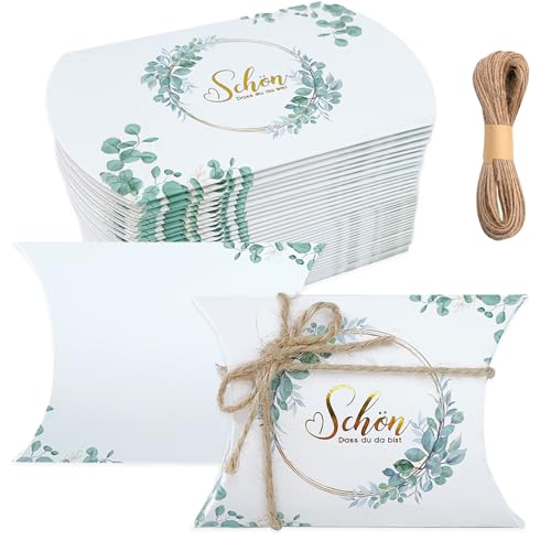 ZABARE 50 Stück Gastgeschenke Hochzeit Boxen - Schön Dass Du Da Bist Gastgeschenk Taufe - Gastgeschenke Geburtstag Kissenschachtel für Kommunion, Konfirmation, Taufe, Jugendweihe ZABARE 50 Stück Gastgeschenke Hochzeit Boxen - Schön Dass Du Da Bist Gastgeschenk Taufe - Gastgeschenke Geburtstag Kissenschachtel für Kommunion, Konfirmation, Taufe, Jugendweihe von ZABARE