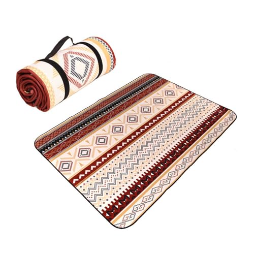 ZABEES Picknickdecke Campingdecke Boho, 200x150cm Wasserdicht Outdoor Stranddecke, Tragbare Waschbar Strandunterlage Picknickdecke für Outdoor Garten Picknick Reisen Wandern (Beige) von ZABEES