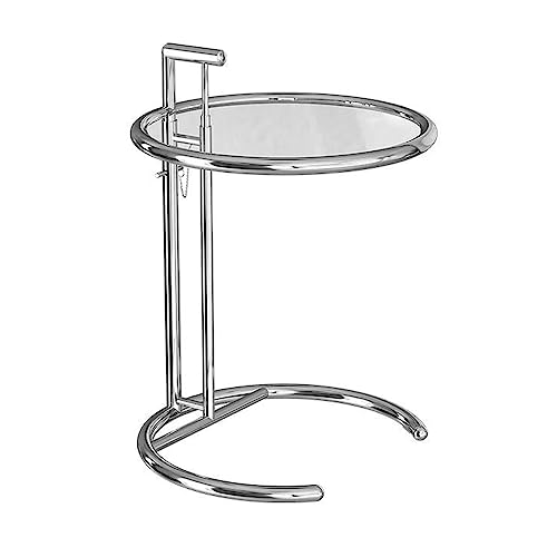 ZABEES Sofa-Eck-Beistelltisch, runder C-förmiger Beistelltisch, Verstellbarer Lift, Edelstahl, Glas, Balkon, Kaffee, Teestube, Snack, Nachttisch von ZABEES