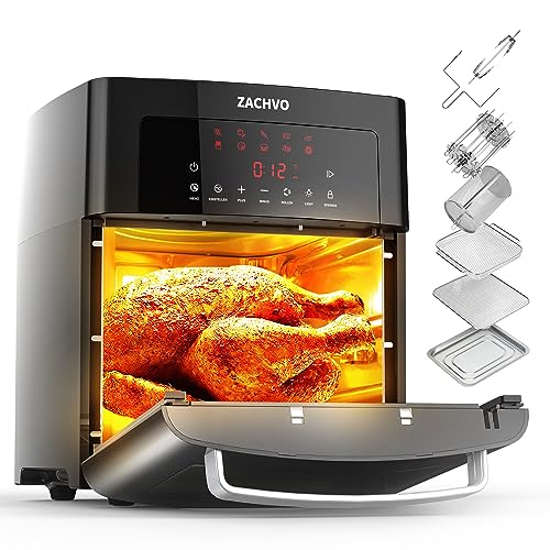 Heißluftfritteuse XXL - ZACHVO Airfryer 15L - 10 Programme 1700W mit LCD Touchscreen - Air Fryer Frittieren ohne Öl, 7 Zubehör, 90% Weniger Fett - Backofen Grill Dörrautomat in Einem von ZACHVO