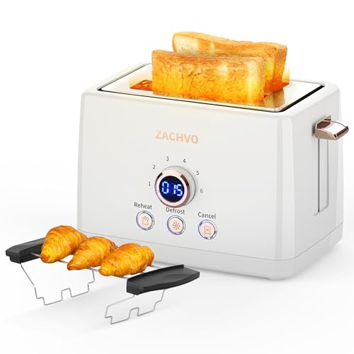 Toaster 2 Slices - ZACHVO Toaster with Bun Attachment, 6 Browning Levels von ZACHVO