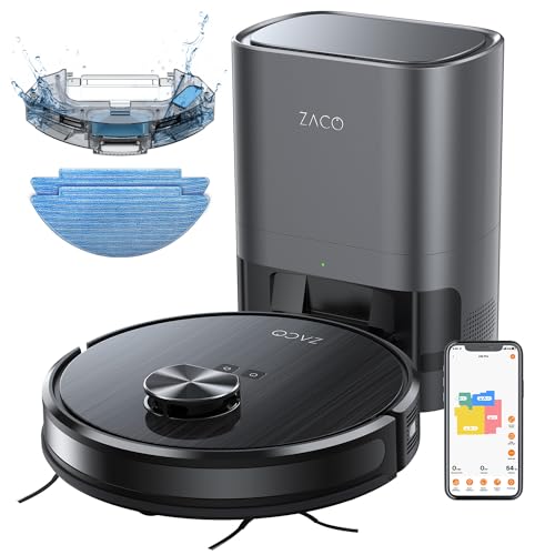 ZACO A10 Pro Saugroboter mit Wischfunktion, 2,5l Absaugstation bis 60 Tage, Lasernavigation, 3000Pa, 2in1 Saug und Wischroboter, ideal für Tierhaare, Teppicherkennung, leise, App & Alexa Steuerung von ZACO