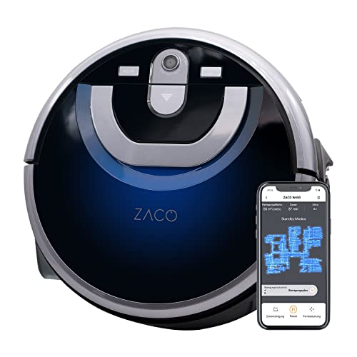 ZACO W450 Wischroboter mit getrennten Frisch- & Schmutzwassertank, bis 80 Min Nass wischen, automatischer Wischer für Hartboden, Holzboden & Parkett, intelligente Navigation, App & Alexa Steuerung von ZACO