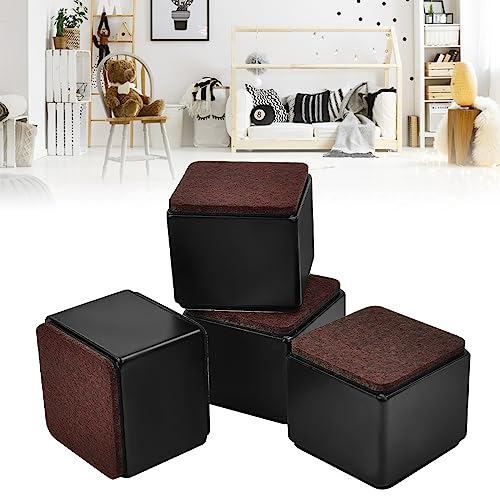 ZACUDA 4 Stück Karbonstahl Möbelerhöhung Selbstklebende Möbelfüße 60mm Durchmesser Möbelerhöher erhöht die Höhe der Möbel um 52 mm, für Sofa Couchtisch Schrank Bett Schreibtisch (Schwarz/Quadrat) von ZACUDA