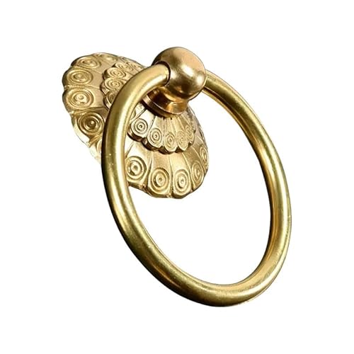 Türklopfer, Türklopfer Antik Kleiner Vintage-Türringklopfer, Alter Knauf Aus Messing For Schrank,Klassiker,Tor,Runder Ringgriff,Retro-Eingangstürklopfer,Heimdekoration(63mm round ring knob) von ZACUNXY