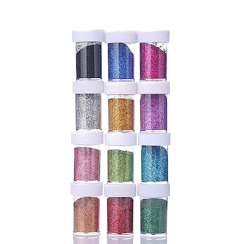 ZADAWERK® Glitzerpulver - Standard - 32 ml je Farbe - 12 Farben - Streudose - präzise Dosierung - Glitzer Kreativset - Basteln - Veredeln - Dekorieren von ZADAWERK