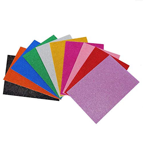 ZADAWERK® Glitzerschaumstoff - 20x30 cm - selbstklebend - 10 Farben - DIY-Set - 10 Schaumstoff-Bögen - Moosgummi mit Glitzer zum Basteln - Aufkleber bunt von ZADAWERK