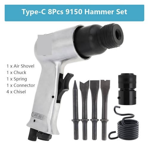 3/4/7/8Pcs Pneumatische Werkzeug Air Hammer Handheld Pistole Gas Air Schaufeln Kleine Rost Entferner schneiden Bohren Luft Meißel Werkzeuge Druckluftwerkzeuge(Type-C 8Pcs 9150 Set) von ZADCCS