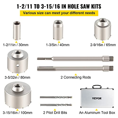 4-in-1 Beton-Lochsägen-Set, 8/9-teilig, 30–100/40–125 mm, SDS Plus- oder SDS Max-Schaft, Zementbohrer, Wandlochöffner-Werkzeug-Set Für Heimwerker(10PCS Unthreaded) von ZADCCS