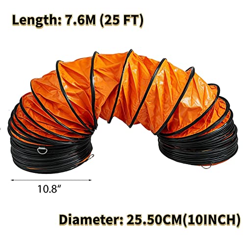 7,6 m langer flexibler PVC-Abluftschlauch, 20,3 cm, 25,4 cm Durchmesser, mit D-förmigem Ring for Kanalventilatoren, Entlüftungsabgase in Fabrik und Keller Für Heimwerker(25FT 10 Inch) von ZADCCS