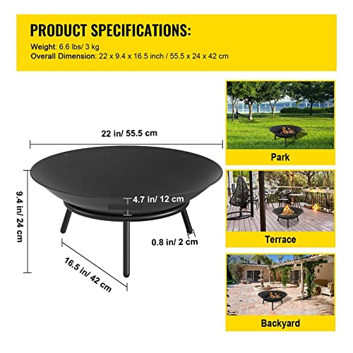 Fire Pit Bowl BBQ Herd Kohlenstoffstahl/Gusseisen for Warmhalten, Außenterrassen, Terrassen, Hinterhöfe, Grills Für Heimwerker(22 inch) von ZADCCS