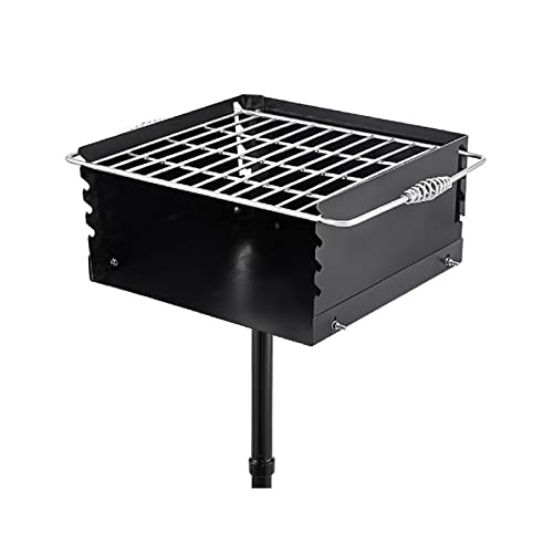 Holzkohle-Grills Einpfosten-Carbon-Fleischgrill mit Grillrost 360º verstellbarer Drehofen Camping-Grill im Freien Für Heimwerker(25x17 Inch) von ZADCCS