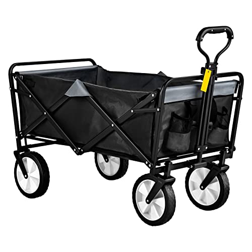 Klappbarer Wagenwagen, tragbarer Outdoor-Campingstrand, große Kapazität, verstellbarer Multifunktionsgriff for Picknick-Grillwagen Für Heimwerker(Black and Gray) von ZADCCS