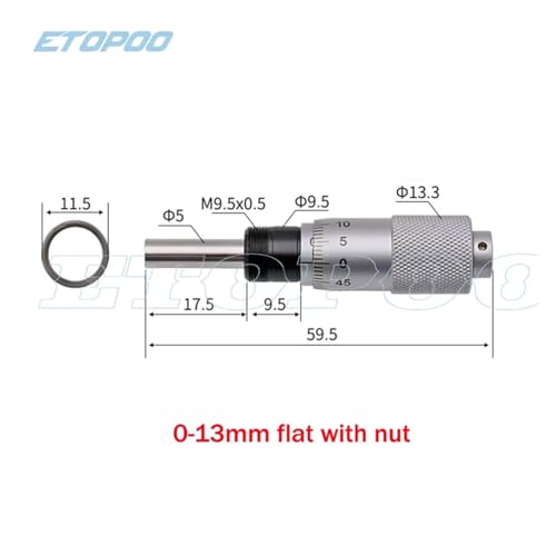 Mikrometer, 0-13 Mm Rundkopf-Mikrometer Flachgewinde-Mikrometerkopf Rundbereich-Mikrometerkopf Messwerkzeuge für Heimwerker/Haushalt(13MM A) von ZADCCS