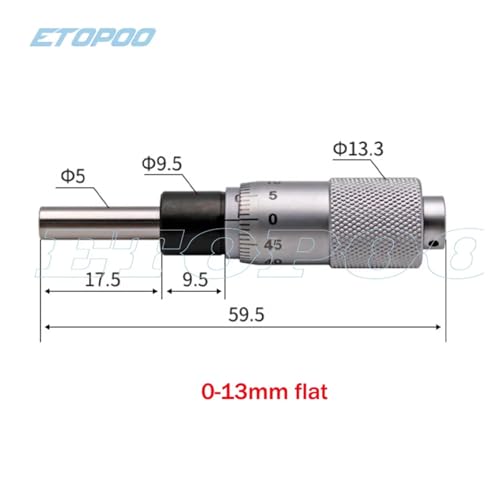 Mikrometer, 0-13 Mm Rundkopf-Mikrometer Flachgewinde-Mikrometerkopf Rundbereich-Mikrometerkopf Messwerkzeuge für Heimwerker/Haushalt(13MM D) von ZADCCS