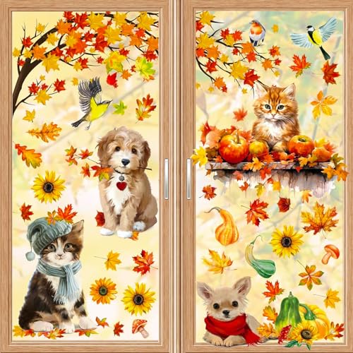 93 Stück Fensterbilder Herbst Selbstklebend 9 Blatt, Thanksgiving Herbstdeko Fenster, Fall Decor Ahornblätter Kürbis Kleiner Igel Fensterdeko Herbst für Kinderzimmer Cafe 93 Stück Fensterbilder Herbst Selbstklebend 9 Blatt, Thanksgiving Herbstdeko Fenster, Fall Decor Ahornblätter Kürbis Kleiner Igel Fensterdeko Herbst für Kinderzimmer Cafe von ZADEICK