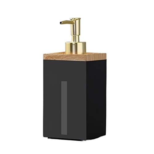 Pumpflaschen für Shampoo 500ml Harz Seifenspender Badezimmer Flüssigspender Shampoo Bad Lotion Flasche Toilette Bambus Gold Kopf Lieferung Seifenspender Dispenser (Blue : B-Black) von ZAEGO