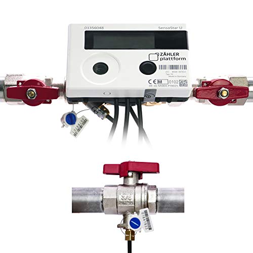 ZÄHLER plattform Set Wärmezähler SensoStar U Eichung 2022 Nenndurchfluss Qn 0,6 m³/h, Anschluss 3/4 Zoll, Baulänge 110 mm mit Einbausatz 3/4 Zoll von ZÄHLER plattform
