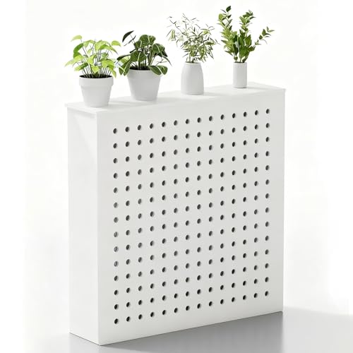 Heizkörperverkleidung Bodenmodern, Radiatorschrank mit Oberem Regal, PVC Heizkörperabdeckung Dekor Wohnzimmer Flur(90x80x20cm/35.4x31.4x7.8in) von ZAFDZSW