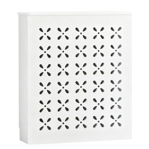 Heizkörperverkleidung mit Blumenmuster, Hoher Heizkörper Schrank mit Oberer Ablage, Waschbare Platte, Einfache Montage für Büro Wohnzimmer(90x80x20cm/35.4x31.4x7.8in) von ZAFDZSW