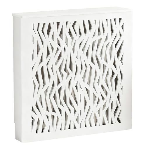 Moderne Heizkörperverkleidung Weiß, Heizungsabdeckung mit Regal und Einfachem Snap Connector für Wohnzimmer Zuhause(80x80x25cm/31.4x31.4x9.8in) von ZAFDZSW
